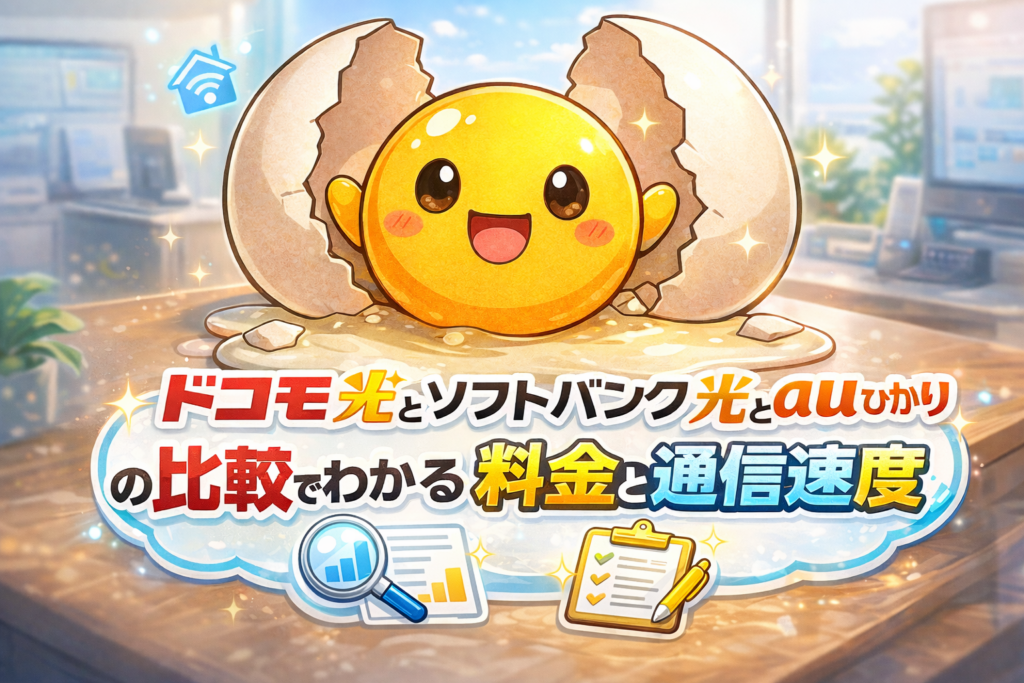 ドコモ光とソフトバンク光とauひかりの比較でわかる料金と通信速度