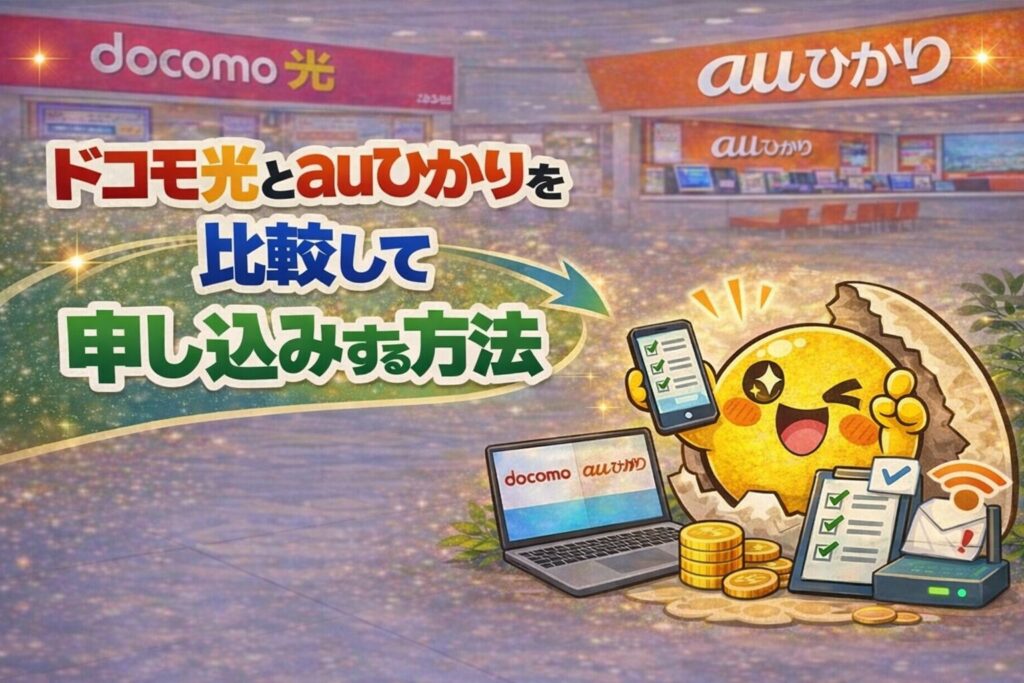 ドコモ光とauひかりを比較して申し込みする方法