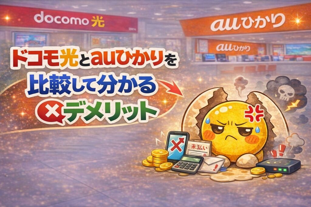 ドコモ光とauひかりを比較して分かるデメリット